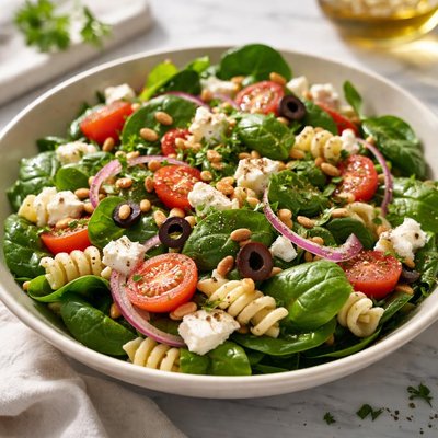 Image of Spinach Pasta Salad with Feta