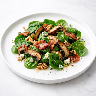 Image of Spinach Portabella Bacon Blue Cheese in Walnut Dressing