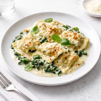 Image of Spinach Ravioli Casserole with Alfredo Sauce