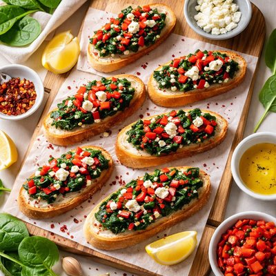 Image of Spinach Red Pepper Crostini