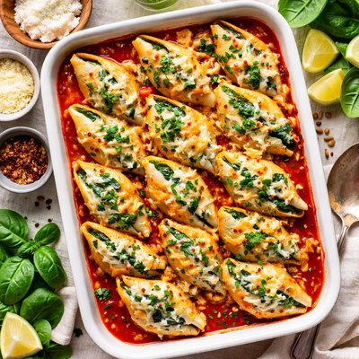 Image of Spinach Ricotta and Tofu Optional Stuffed Shells Oamc