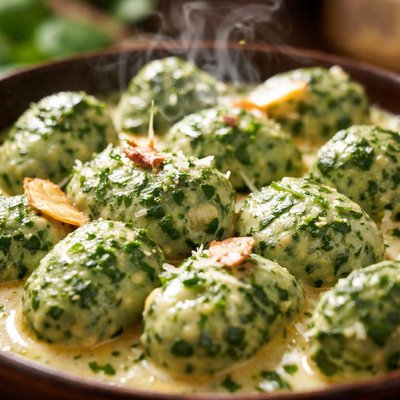 Image of Spinach Ricotta Gnocchi with Garlic Sauce
