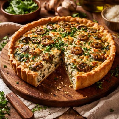 Image of Spinach Ricotta Mushroom Quiche Lighter