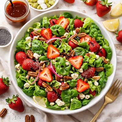 Image of Spinach Romaine and Strawberries with Balsamic Vinaigrette