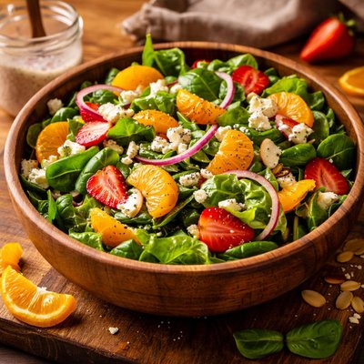 Image of Spinach Romaine Salad with Poppy Seed Dressing Mandarin or