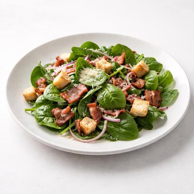 Image of Spinach Salad with Bacon and Croutons