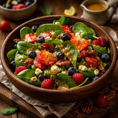 Image of Spinach Salad with Berries and Curry Dressing