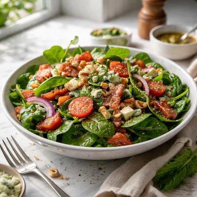 Image of Spinach Salad with Blue Cheese and Bacon