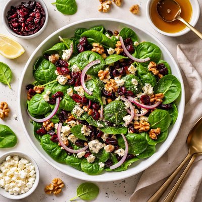 Image of Spinach Salad with Cranberries and Walnuts