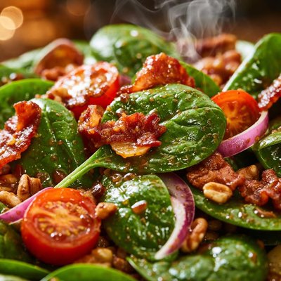 Image of Spinach Salad with Honey Bacon Dressing