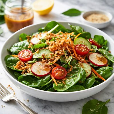 Image of Spinach Salad with Japanese Ginger Dressing