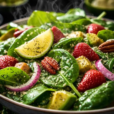 Image of Spinach Salad with Lime Poppy Seed Dressing