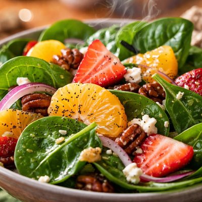Image of Spinach Salad with Mandarin Poppy Seed Dressing