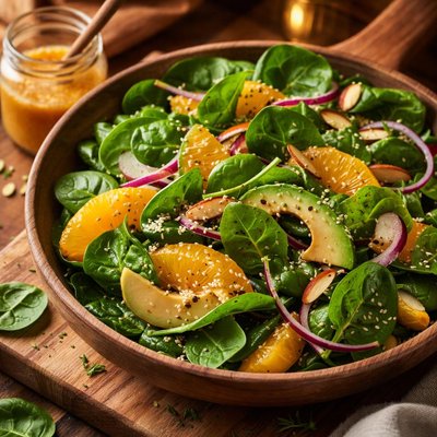 Image of Spinach Salad with Orange Sesame Dressing