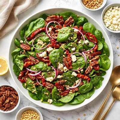 Image of Spinach Salad with Pecans and Sun Dried Tomato