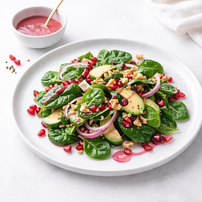 Image of Spinach Salad with Pomegranate Dressing
