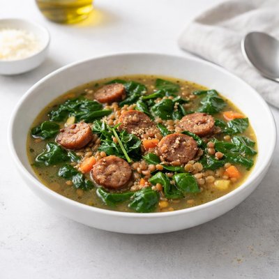 Image of Spinach Sausage Lentil Soup