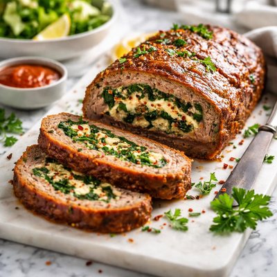 Image of Spinach Stuffed Meatloaf