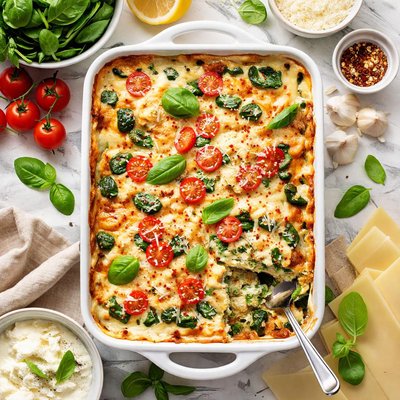 Image of Spinach Tomato Alfredo Lasagna