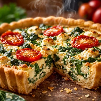 Image of Spinach Tomato and Feta Quiche