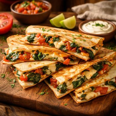 Image of Spinach Tomato Quesadillas with 3 Cheeses
