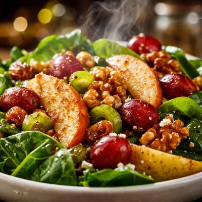 Image of Spinach Waldorf Salad with Cinnamon Apple Dressing
