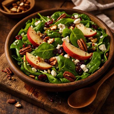 Image of Spinach with Apples and Feta Cheese