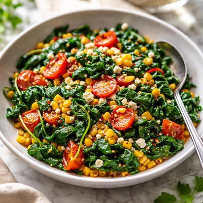 Image of Spinach with Corn and Tomatoes