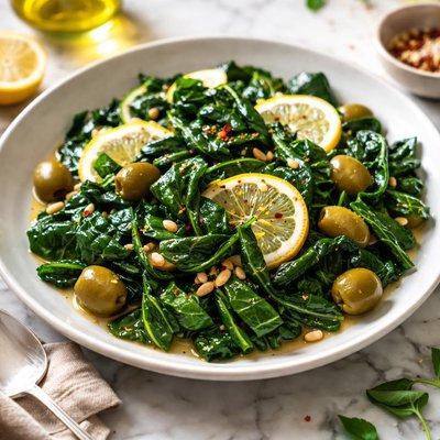 Image of Spinach with Olives and Lemon