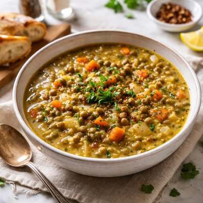 Image of Split Pea and Lentil Soup with Vegetables