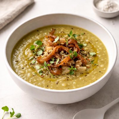 Image of Split Pea Soup with Caramelized Onions and Cumin Seed