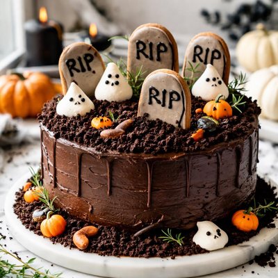 Image of Spooktacular Halloween Graveyard Cake