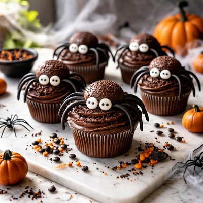 Image of Spooky Spider Cupcakes Muffins for a Howling Halloween
