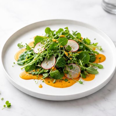 Image of Spring Greens with Orange Curry Dressing