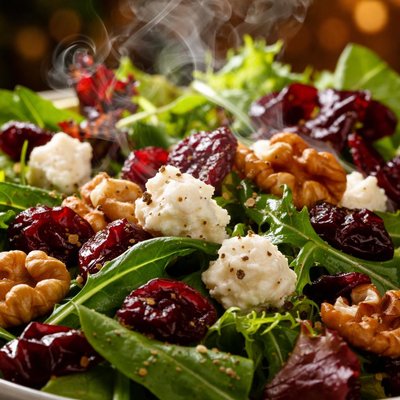 Image of Spring Mix with Walnuts Cranberries and Goat Cheese