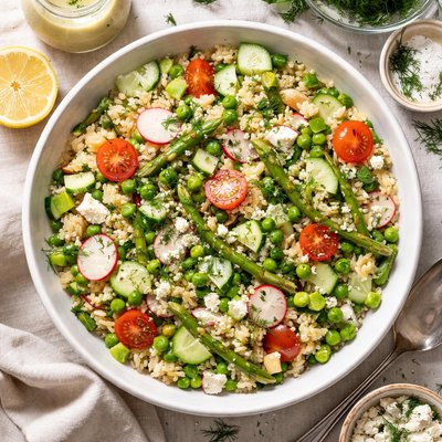 Image of Spring Rice Salad with Lemon Dill Dressing