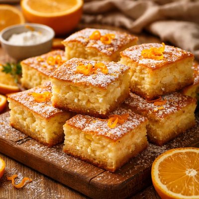 Image of Squares of Cake with Cheese and Orange
