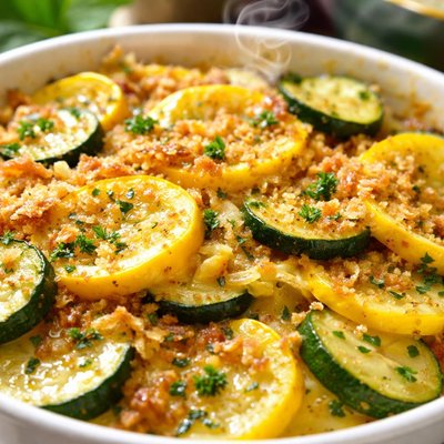 Image of Squash and Zucchini Casserole Lightened