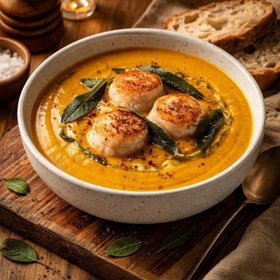 Image of Squash Soup with Scallops