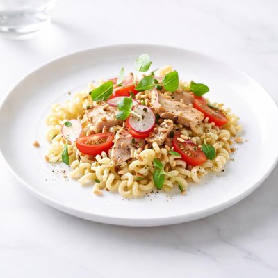 Image of Squiggly Pasta and Chicken Salad Dessert