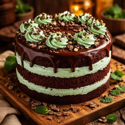 Image of St Patricks Day Grasshopper Fudge Cake