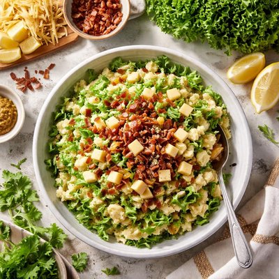 Image of Stamppot with Curly Endive Lettuce and Cheese