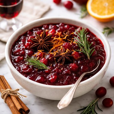Image of Star Anise Spiced Cranberry Sauce W Ruby Port