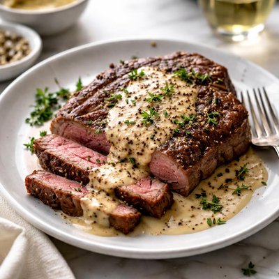 Image of Steak a La Moutarde Steak with Mustard Cream Sauce