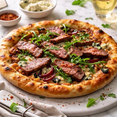 Image of Steak and Blue Cheese Pizza
