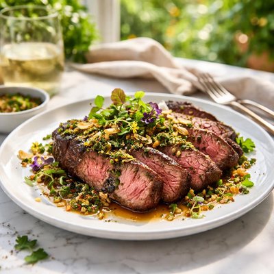 Image of Steak in a Garden