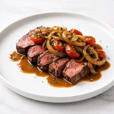 Image of Steak Onion Tomato with Gravy
