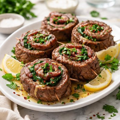 Image of Steak Pinwheels Stuffed with Spinach and Bacon