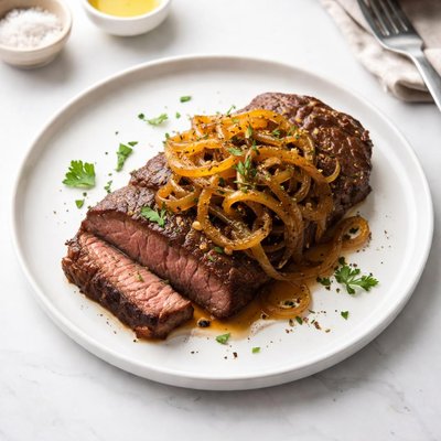 Image of Vegetarian Steak with Caramelized Onions
