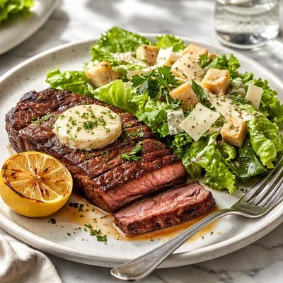 Image of Steak with Lemon Butter Caesar Salad